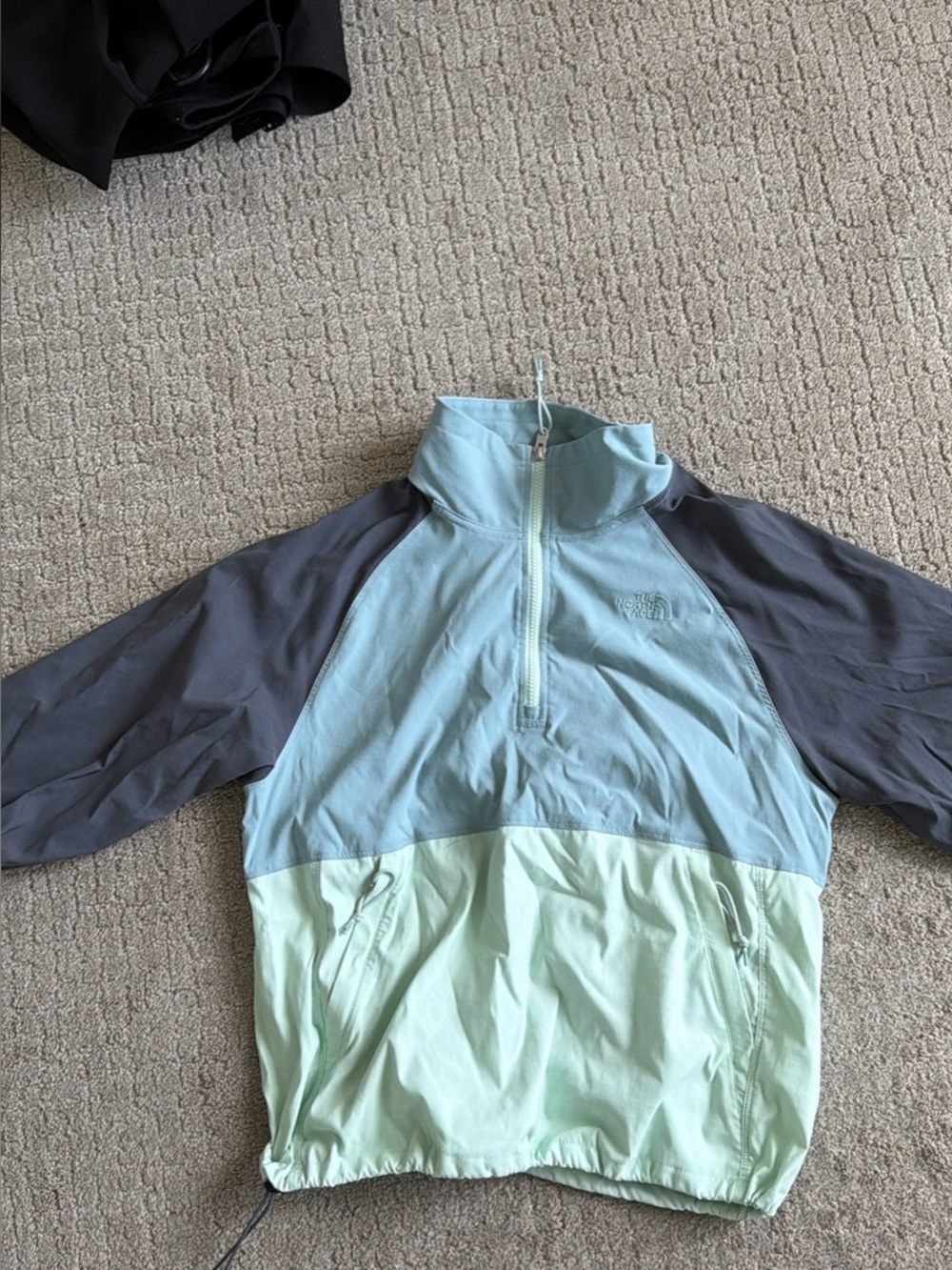 The North Face womens Colorblock Half-Zip Jacket - Light Blue, Mint & Gray